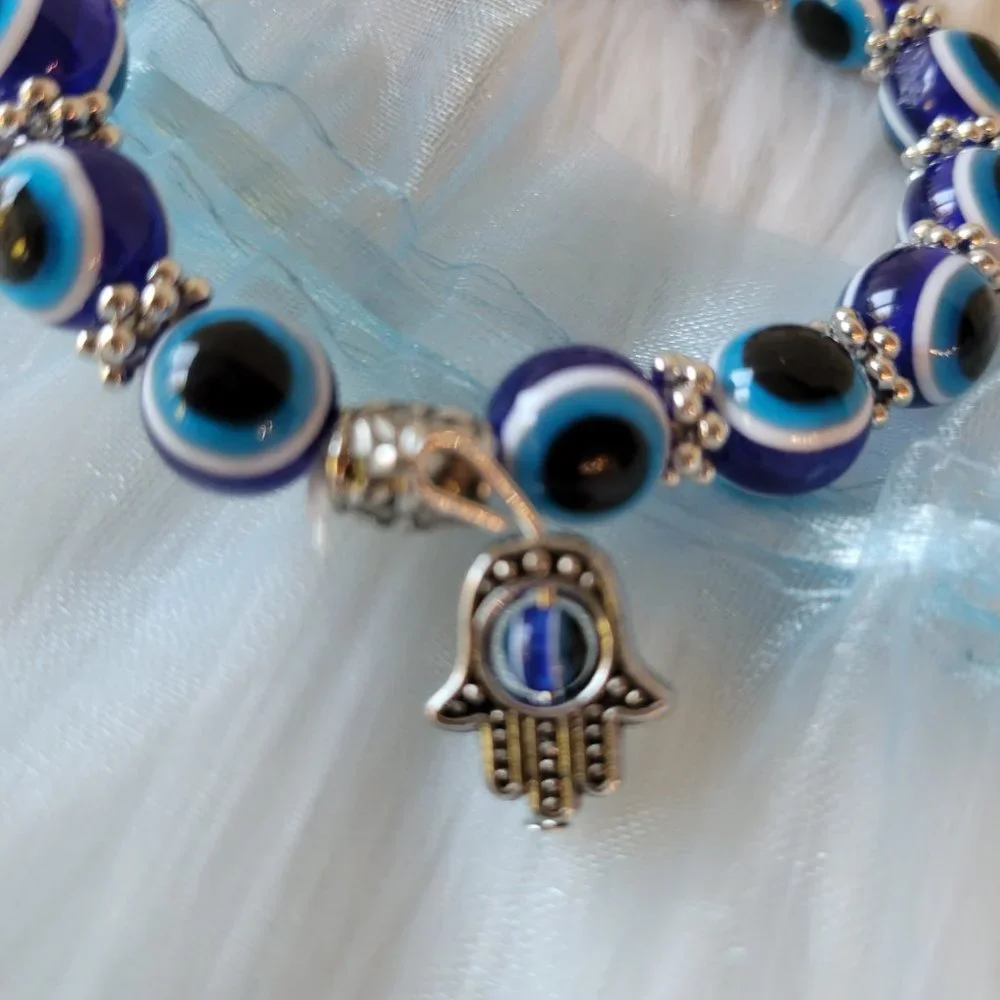 Evil Eye Hamsa Hand Beaded Bracelet